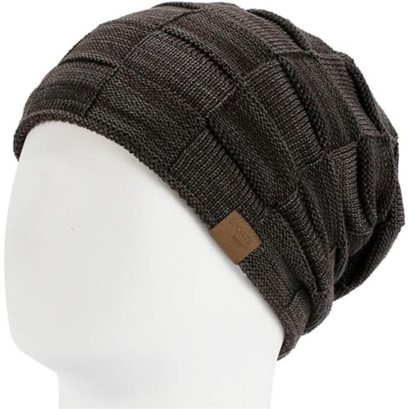 Slouchy Beanie for Men Winter Hats for Guys Coffee - Picture 4 of 6